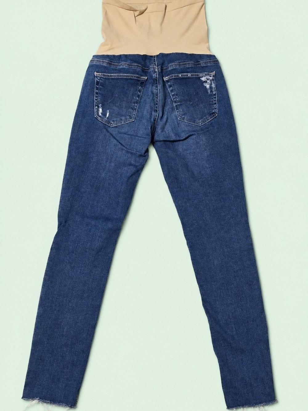 Ag Adriano Goldschmied Maternity Skinny Jeans in Blue with Beige Panel - Picture 2 of 4